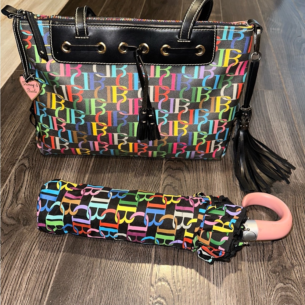 Dooney & Bourke Tassel Purse with matching umbrella
